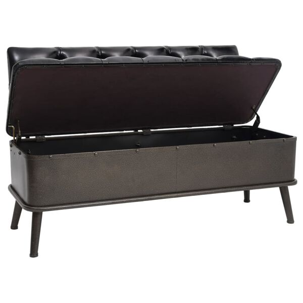 vidaXL Banc de rangement avec dossier 110 cm Noir Similicuir