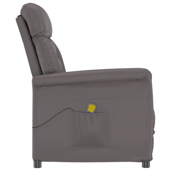 vidaXL Fauteuil de massage Gris Similicuir