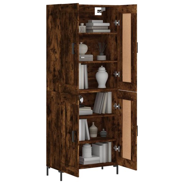vidaXL Buffet haut Ch&ecirc;ne fum&eacute; 69,5x34x180 cm Bois d'ing&eacute;nierie