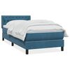 vidaXL Sommier &agrave; lattes de lit et matelas bleu fonc&eacute; 90x220 cm velours