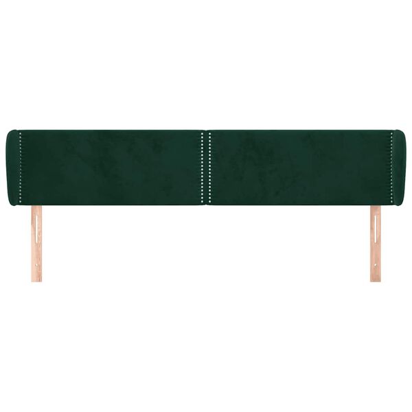 vidaXL T&ecirc;te de lit avec oreilles Vert fonc&eacute; 163x23x78/88 cm Velours