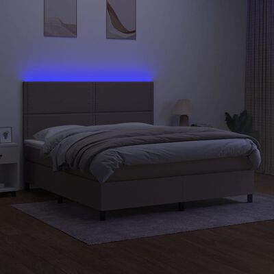 vidaXL Sommier à lattes de lit et matelas et LED Taupe 180x200cm Tissu