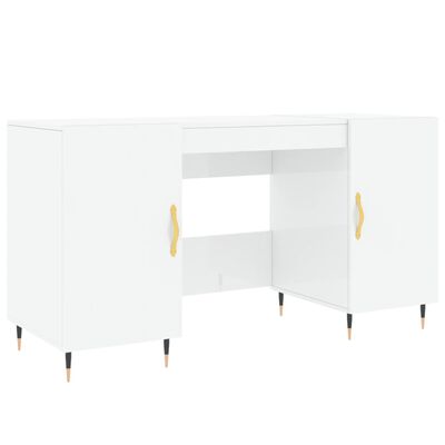 vidaXL Bureau Blanc brillant 140x50x75 cm Bois d'ingénierie