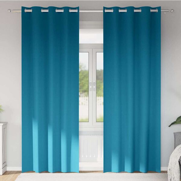 vidaXL Rideaux occultants avec anneaux 2 pcs Turquoise 225 x 140 cm