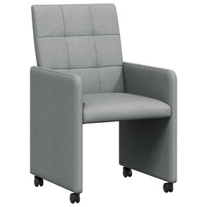 vidaXL Chaises de Salle &agrave; Manger avec Roues 2 pc tissu Gris clair