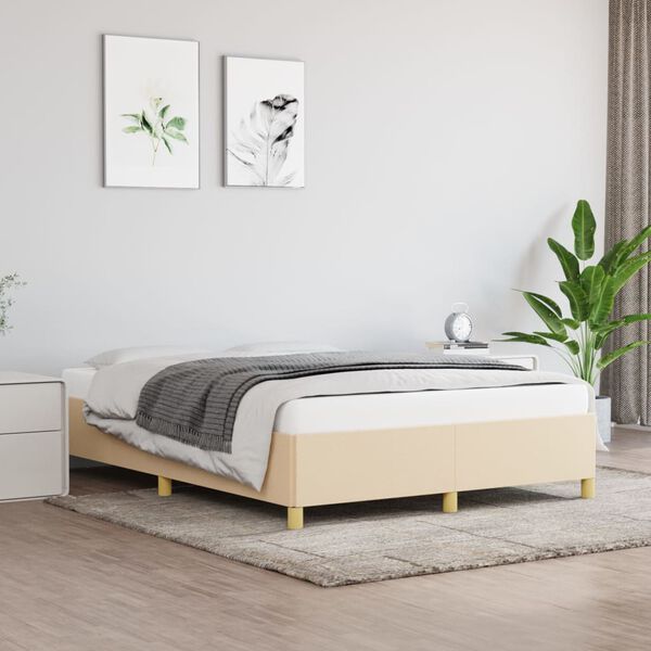 vidaXL Cadre de lit sans matelas cr&egrave;me 140x200 cm tissu