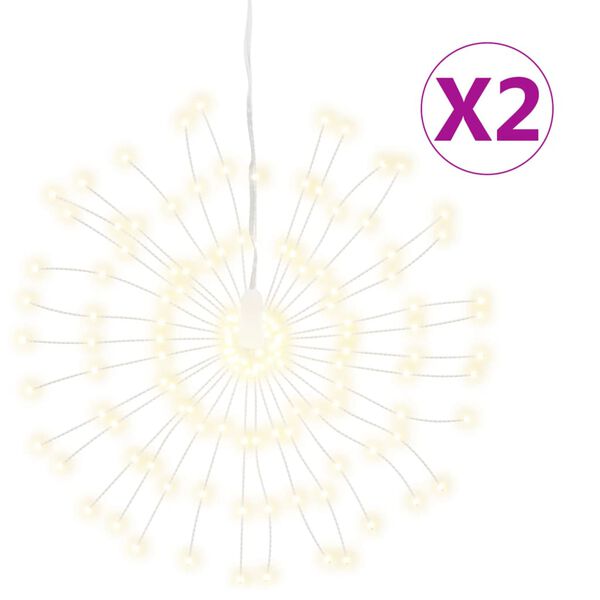 vidaXL Étoile rayonnante de Noël 140 LED 2 pcs blanc chaud 17 cm