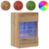 vidaXL Meubles muraux avec lumi&egrave;res LED pour TV 2 pcs ch&ecirc;ne artisanal