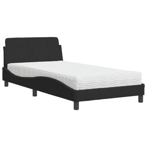 vidaXL Lit avec matelas Dover noir 100x200 cm velours