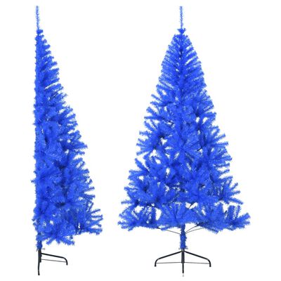 vidaXL Demi sapin de Noël artificiel avec support Bleu 180 cm PVC