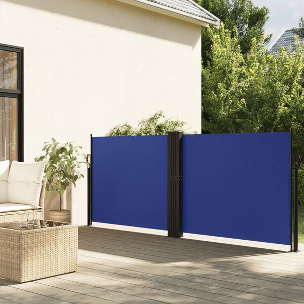 vidaXL Auvent lat&eacute;ral r&eacute;tractable bleu 120x600 cm
