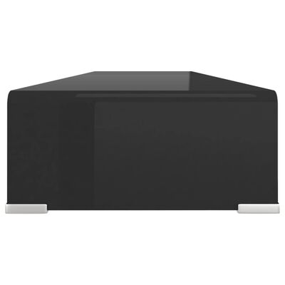 vidaXL Meuble TV/ Support pour moniteur 110 x 30 x 13 cm Verre Noir