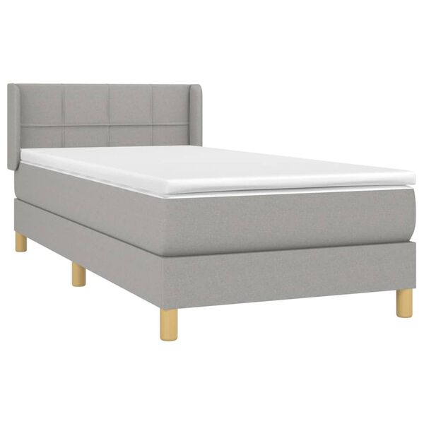 vidaXL Sommier &agrave; lattes de lit avec matelas Gris clair 80x200 cm Tissu