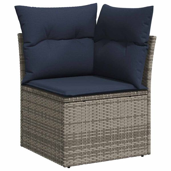 vidaXL Salon de jardin avec coussins 12 pcs gris r&eacute;sine tress&eacute;e