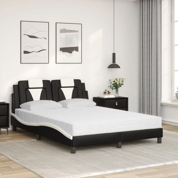 vidaXL Lit Viana avec matelas noir et blanc 120x200 cm similicuir