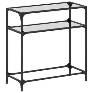 vidaXL Table console avec dessus en verre transparent 80x35x81cm acier
