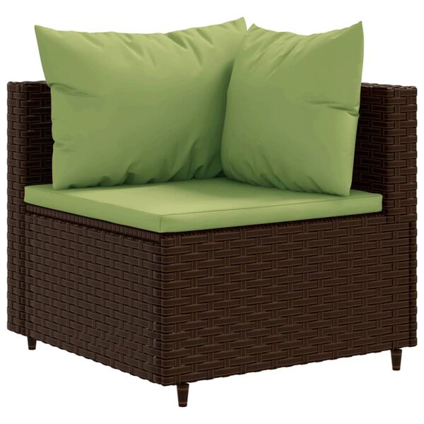 vidaXL Salon de jardin avec coussins 9 pcs marron résine tressée