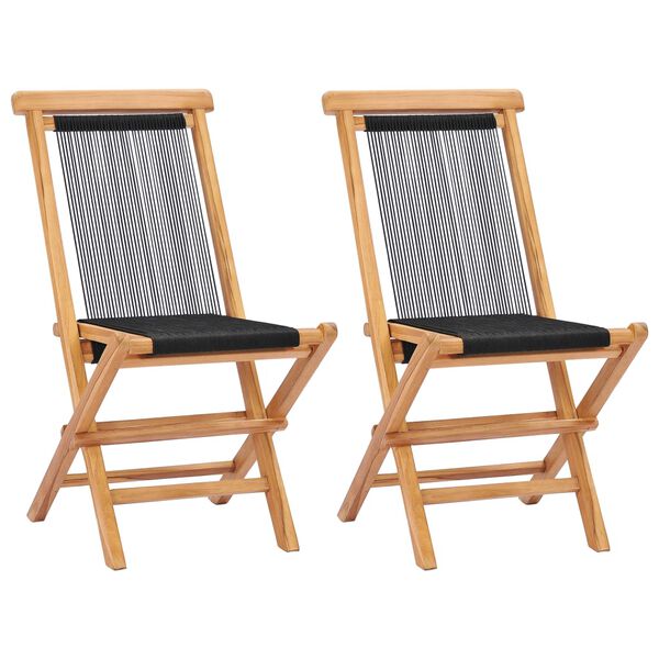 vidaXL Chaises pliables de jardin lot de 2 Bois teck solide et corde