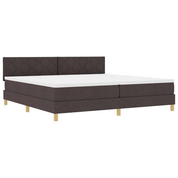 vidaXL Lit &agrave; ressorts avec matelas Marron fonc&eacute; 200 x 200 cm tissu