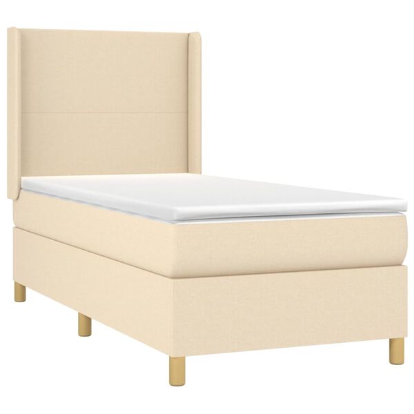 vidaXL Sommier &agrave; lattes de lit avec matelas Cr&egrave;me 80x200 cm Tissu