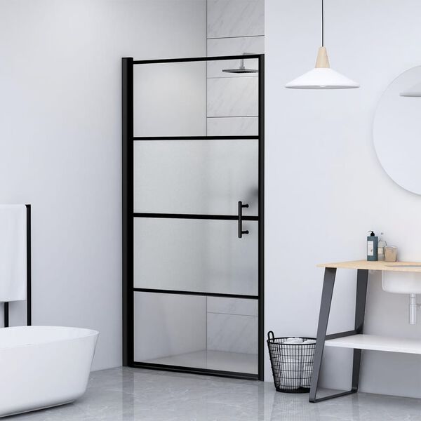 vidaXL Porte de douche 81x195 cm Verre trempé demi-dépoli Noir