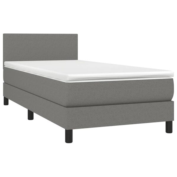 vidaXL Sommier &agrave; lattes de lit avec matelas et LED Gris fonc&eacute; 90x190cm