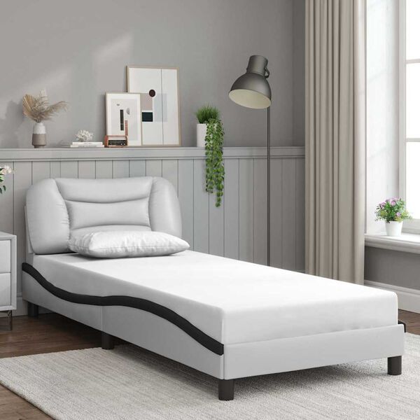 vidaXL Cadre de lit sans matelas Hvar blanc et noir 90x200 cm similicuir
