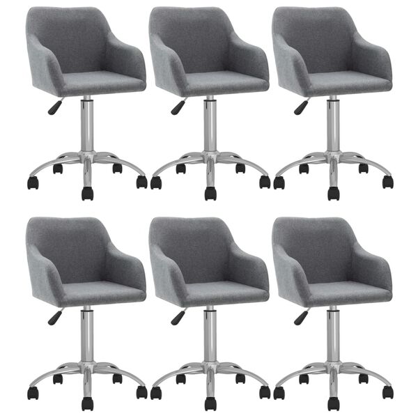vidaXL Chaises pivotantes &agrave; manger lot de 6 gris clair tissu