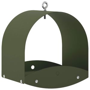 vidaXL Mangeoire &agrave; oiseaux suspendue Acier Vert olive