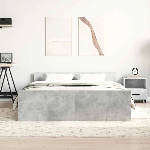 vidaXL Cadre de lit sans matelas gris b&eacute;ton 135x190 cm