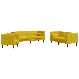 vidaXL Ensemble de canap&eacute; Chesterfield et traversins 3 pcs velours