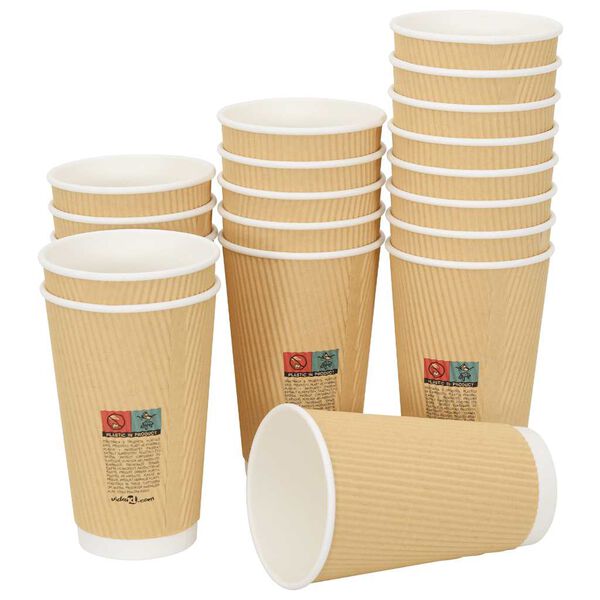 vidaXL Tasses &agrave; caf&eacute; en papier 500 pcs 16oz 400ml marron