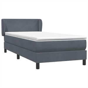 vidaXL Sommier &agrave; lattes de lit et matelas gris fonc&eacute; 90x210 cm velours