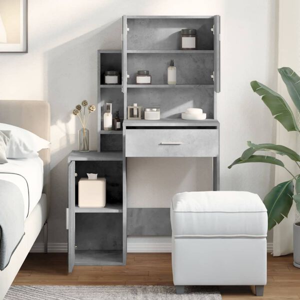 vidaXL Coiffeuse avec armoire gris b&eacute;ton 80x35x132 cm