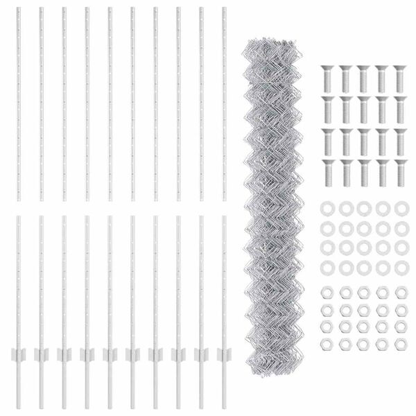vidaXL Cl&ocirc;ture avec poteau Argent&eacute; 1,6 x 10 m Acier