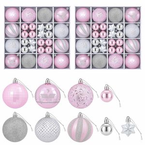 vidaXL Ensemble de boules de No&euml;l 88 pc Rose et argent &Oslash; 6 cm