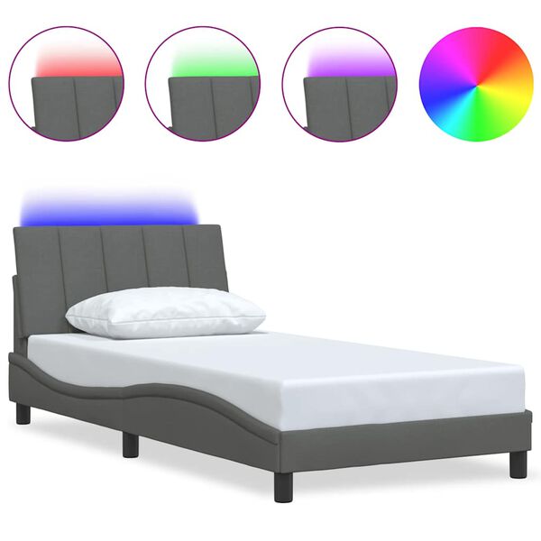 vidaXL Cadre de lit sans matelas Hanko gris fonc&eacute; 100x200 cm tissu