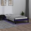 vidaXL Cadre de lit &agrave; LED sans matelas noir 90x190 cm bois massif