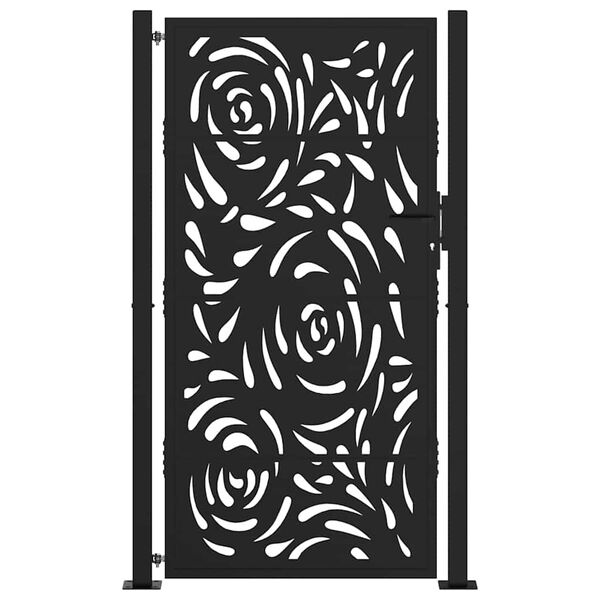 vidaXL Portail de jardin noir 100x175 cm en acier avec motif flamme