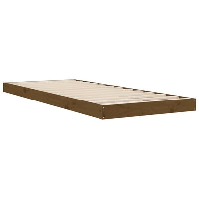 vidaXL Cadre de lit Marron miel 75x190 cm Bois pin massif Petit simple