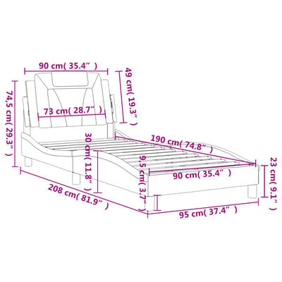 vidaXL Cadre de lit sans matelas blanc 90x190 cm similicuir