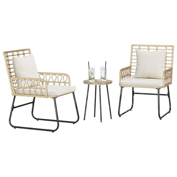 vidaXL Ensemble de salle à manger pour jardin 3 pcs Marron et Crème