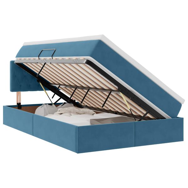 vidaXL Lit de Rangement avec matelas Bleu fonc&eacute; 120 x 200 cm Velours