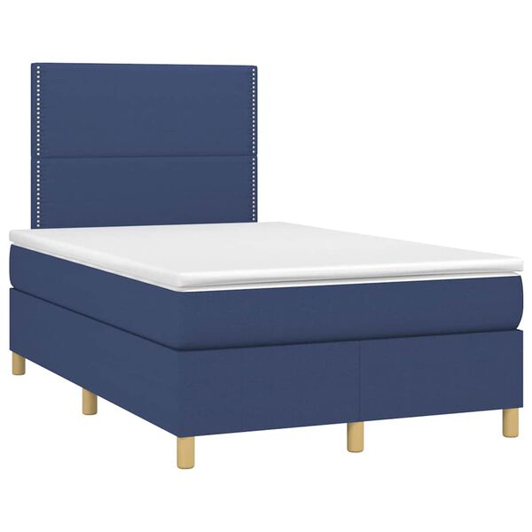 vidaXL Sommier &agrave; lattes de lit avec matelas bleu 120x190 cm tissu