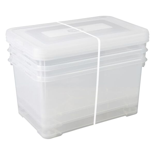 Curver Ensemble de bo&icirc;tes de rangement Handy 3x50L Transparent