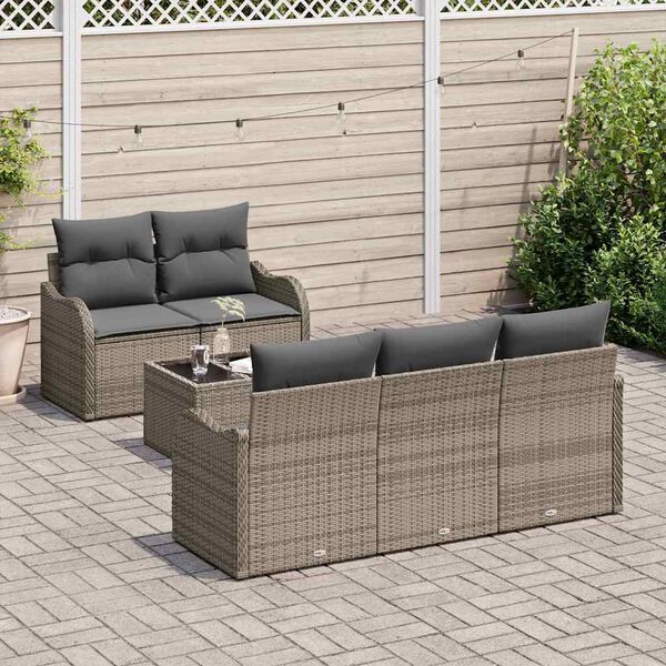 vidaXL Ensemble de canap&eacute; de jardin avec coussin 6 pcs Gris