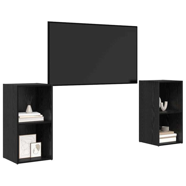 vidaXL Ensemble meuble TV 2 pcs Chêne noir 72 x 35 x 36,5 cm