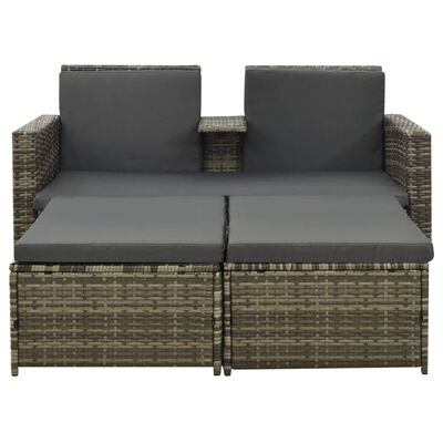 vidaXL Salon de jardin 3 pcs avec coussins Résine tressée Gris