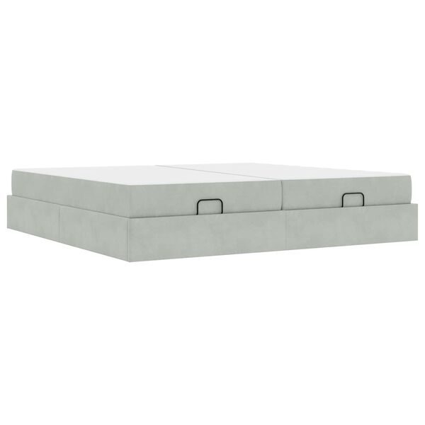 vidaXL Cadre de lit avec matelas avec matelas 2 pcs Gris clair Velours