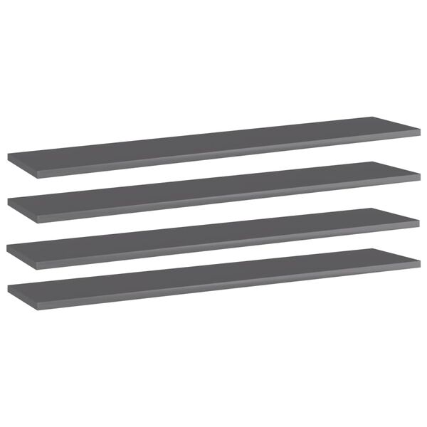 vidaXL Panneaux biblioth&egrave;que 4pcs Gris brillant 100x20x1,5cm Agglom&eacute;r&eacute;